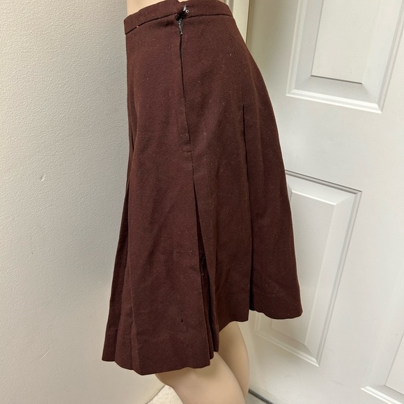 Vintage 1960s Brown Wool Pleated Skirt Preppy  Collegiate School Athletic Girl - Picture 3 of 6